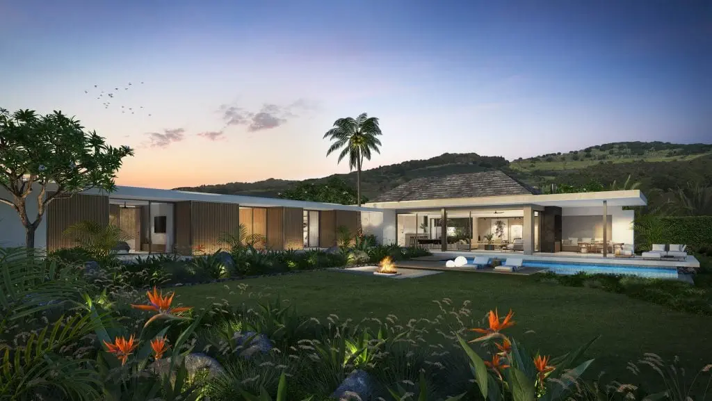 Glow villa extérieur glow villa, heritage villas valriche, vivre a maurice, villas contemporaines, greg scott, villas par greg scott, villa plain-pied ile maurice, vilas avec jardin a vendre